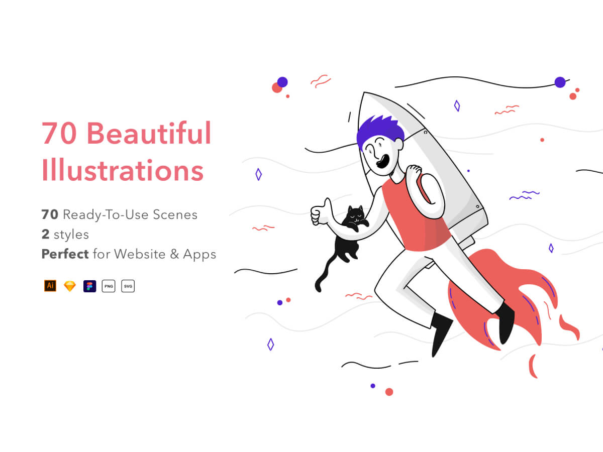 70 Illustrations Pack for Adobe XD