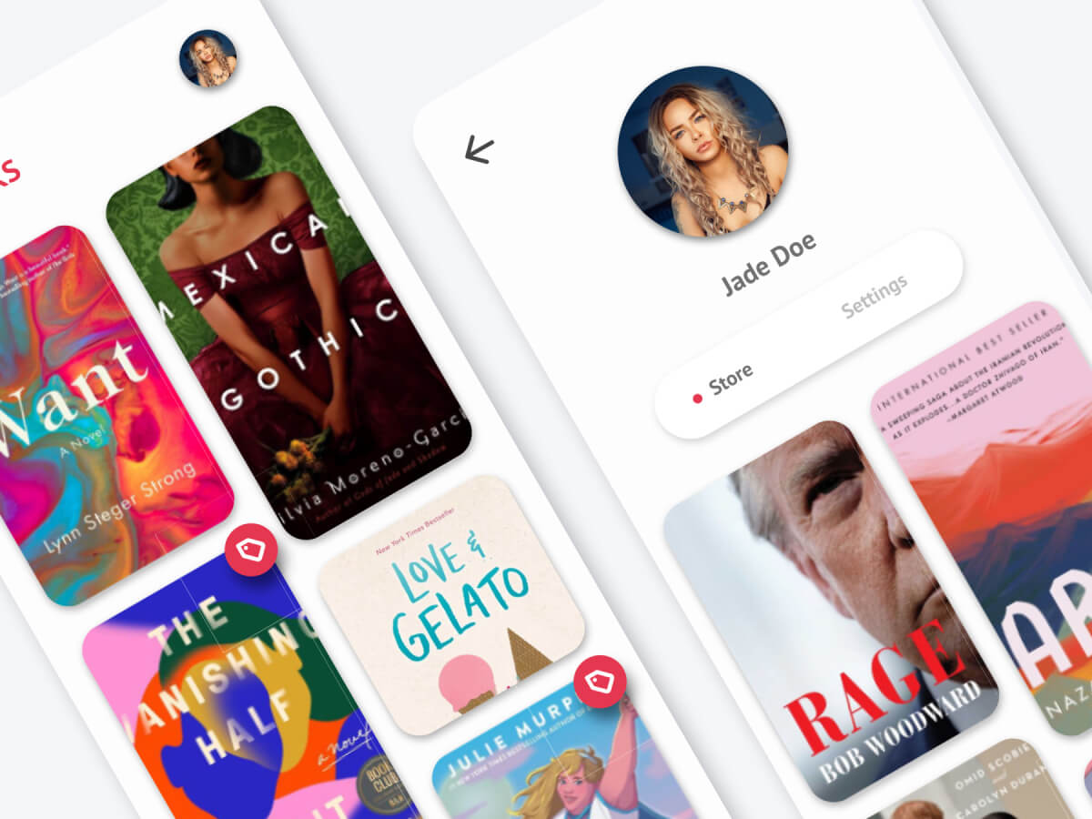Bookstore UI Design for Adobe XD