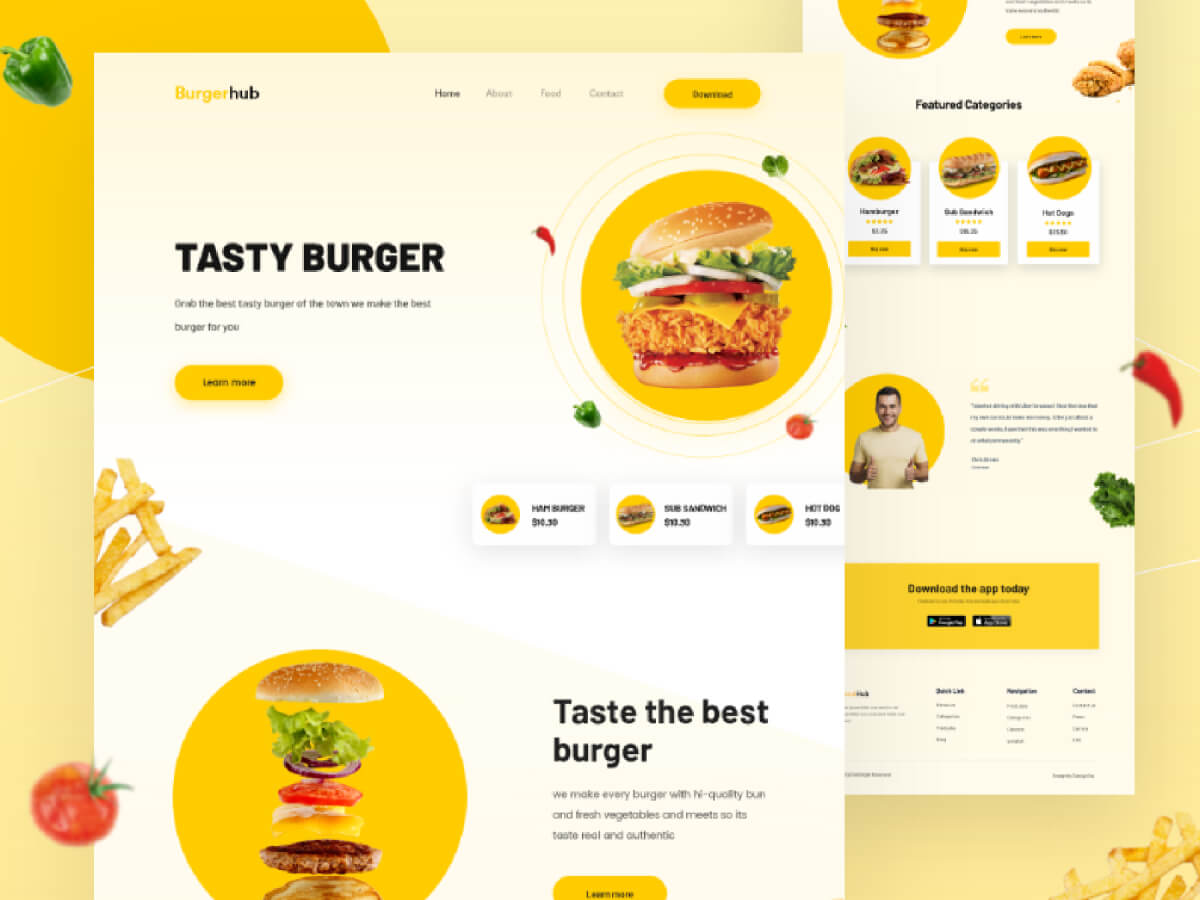 Burger Minimal Landing Page for Adobe XD