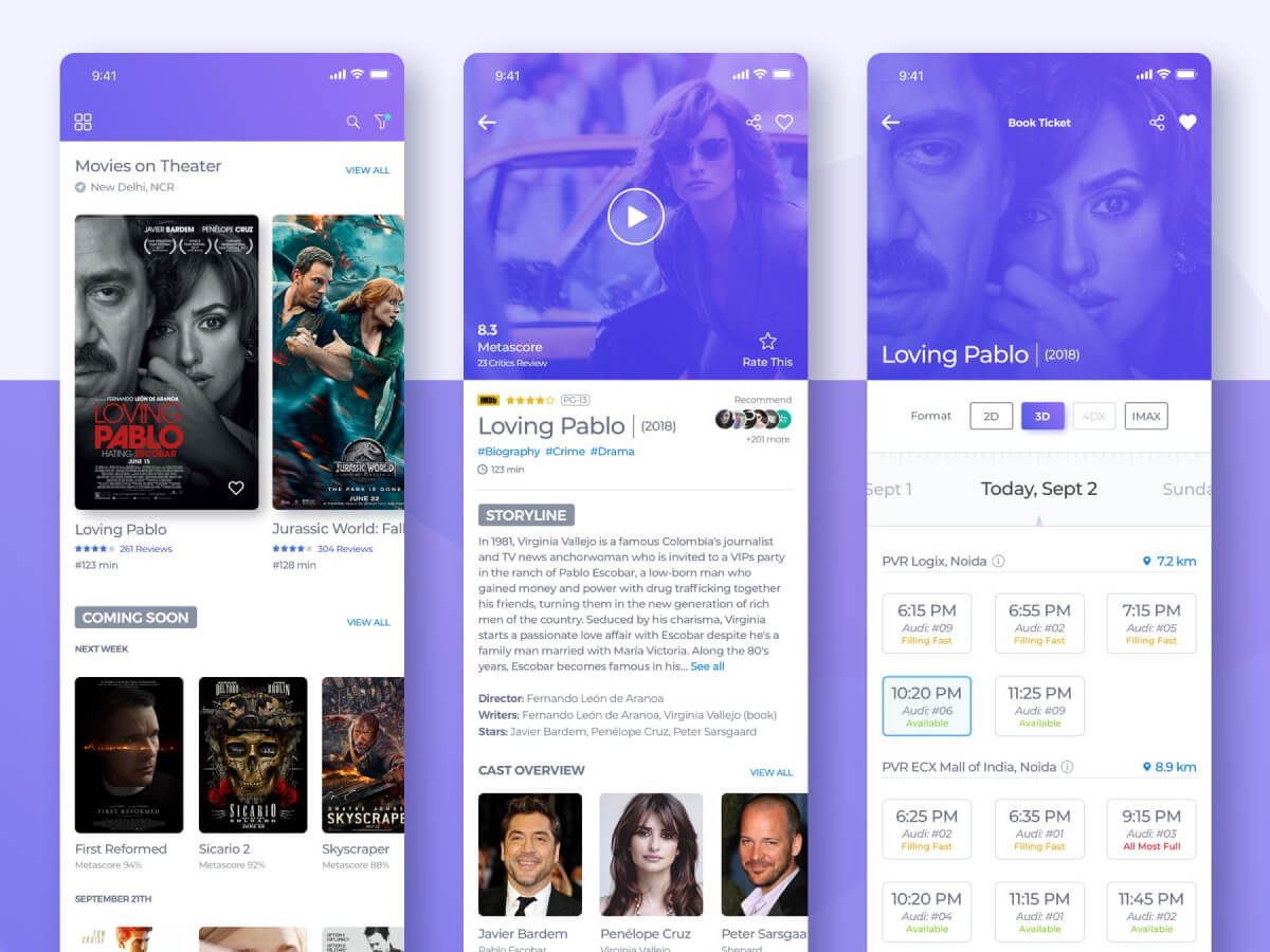 Movie Ticket App for Adobe XD