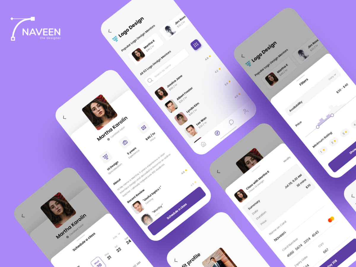 Online Tutor Mobile App for Adobe XD