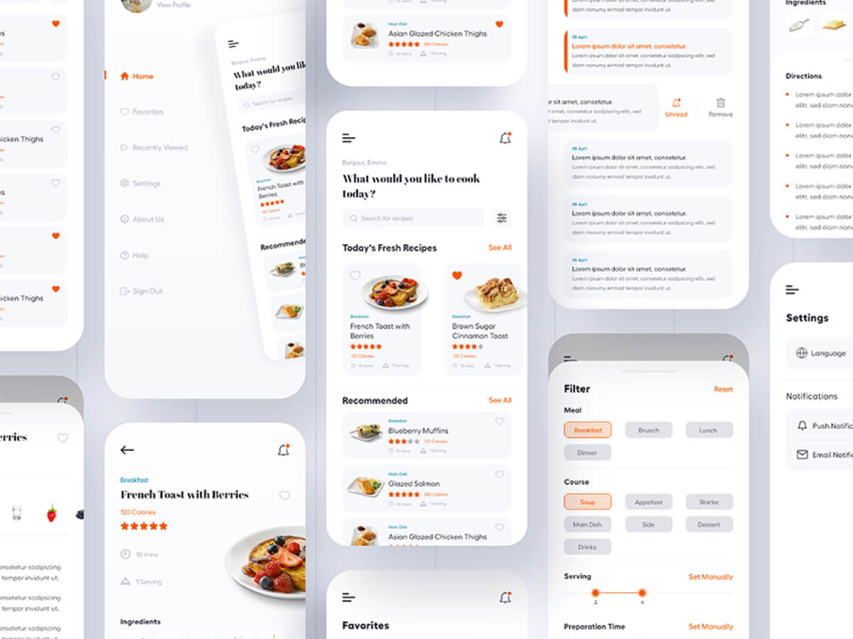 Simple Cooking App Design for Adobe XD