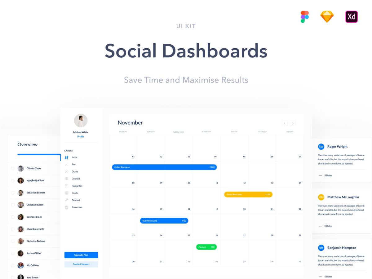 Social Dashboards Adobe XD UI Kit