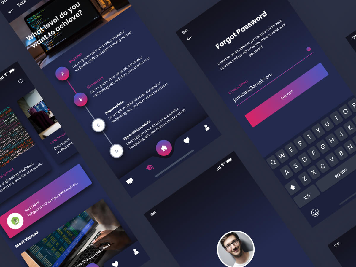 Tech Courses Concept UI Kit for Adobe XD