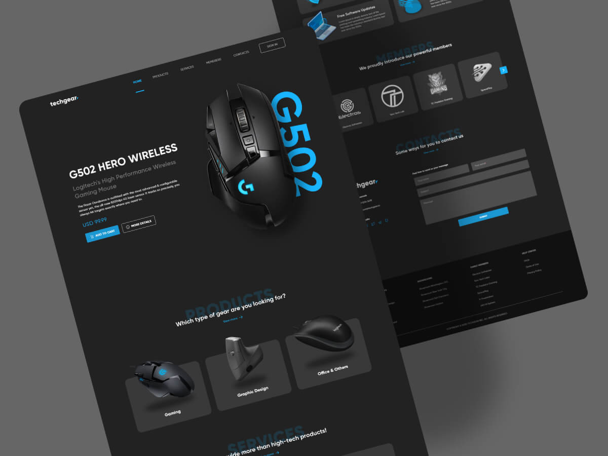 Techgear Web Adobe XD UI Kit