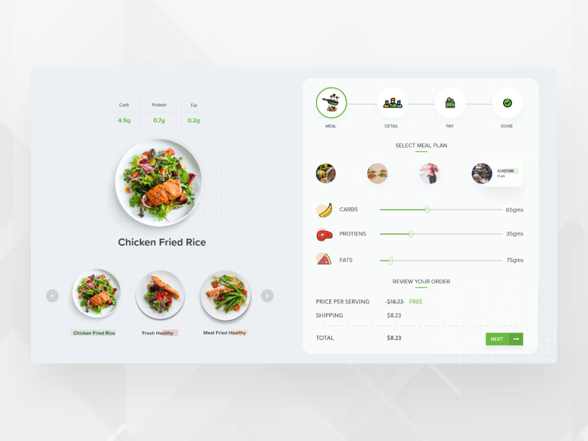 Virtual Menu Restaurant Adobe XD UI